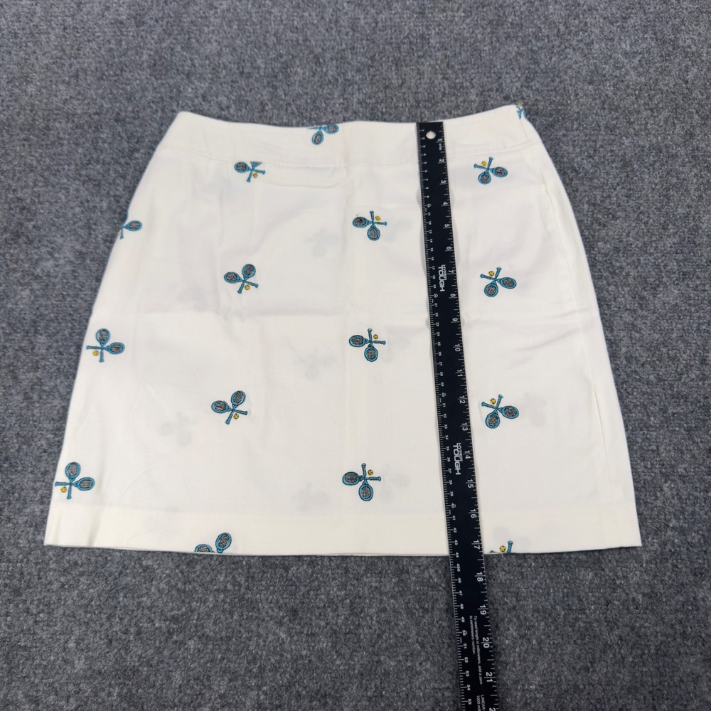 Willi Smith Womens White Embroidered Tennis Racquet Mini Skirt Size 6 - Picture 4 of 8